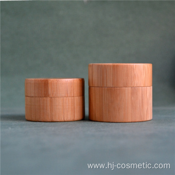 Wholesale 100g 50g 30g Environmental whole cover bamboo cream jars with glass inner and PP hand pads